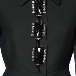 Prada Black Wool & Silk Embellished Detail Button Front Jacket M