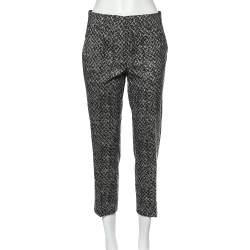 Prada Black Printed Wool Cropped Pants S