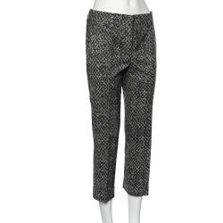 Prada Black Printed Wool Cropped Pants S