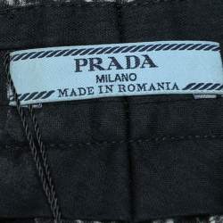 Prada Black Printed Wool Cropped Pants S