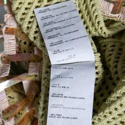 Pre Owned Prada Green Crochet Knit Embellished Short Sleeve Dress S