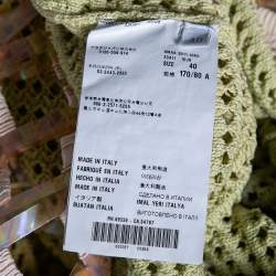Pre Owned Prada Green Crochet Knit Embellished Short Sleeve Dress S