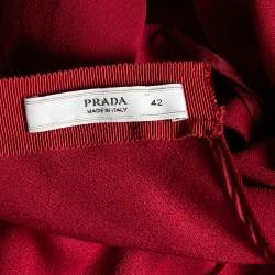 Prada Red Crepe Bow Detailed Sleeveless Dress M