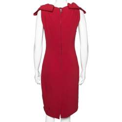 Prada Red Crepe Bow Detailed Sleeveless Dress M