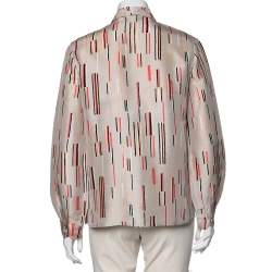 Prada Beige Printed Silk Long Sleeves Shirt S