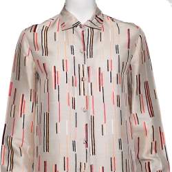 Prada Beige Printed Silk Long Sleeves Shirt S