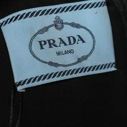 Prada Black Crepe Contrast Trim Detail Midi Dress M