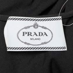Prada Black & Red Crepe Elasticized Waist Plisse Midi Dress M