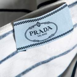 Pre Owned Prada White & Blue Striped Cotton Long Sleeve T-Shirt L