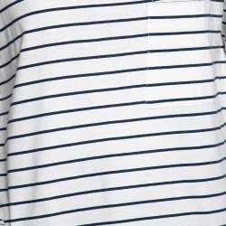 Pre Owned Prada White & Blue Striped Cotton Long Sleeve T-Shirt L