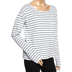 Pre Owned Prada White & Blue Striped Cotton Long Sleeve T-Shirt L
