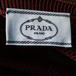 Pre Owned Prada Burgundy Open Knit Long Sleeve Top M