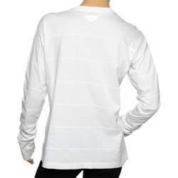 Prada White Cotton Printed Paneled Long Sleeve T-Shirt M 