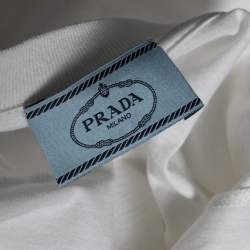 Prada White Cotton Printed Paneled Long Sleeve T-Shirt M 