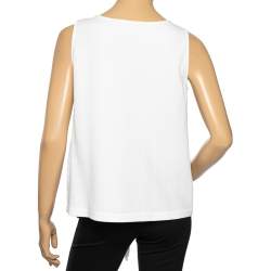 Pre Owned Prada White Cotton Paneled Drawstring Hem Detail Sleeveless Top M