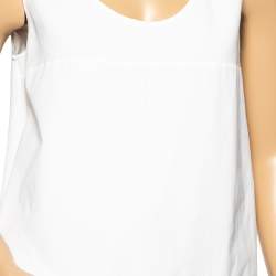 Pre Owned Prada White Cotton Paneled Drawstring Hem Detail Sleeveless Top M