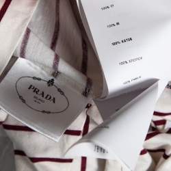 Pre Owned Prada Cream & Red Striped Cotton Long Sleeve T-Shirt L