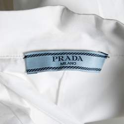 Prada White Cotton Pocket Detail Button Front Sleeveless Shirt M