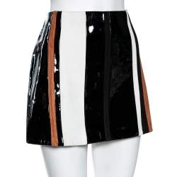 Pre Owned Prada Multicolor Striped Suede & Leather Mini Skirt M