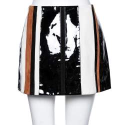 Pre Owned Prada Multicolor Striped Suede & Leather Mini Skirt M