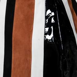 Pre Owned Prada Multicolor Striped Suede & Leather Mini Skirt M