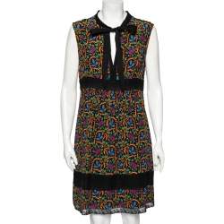  Prada X Holiday & Brown Multicolor Floral Print Silk Sleeveless Mini Dress M