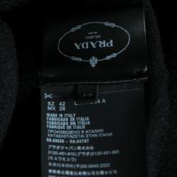 Prada Black Wool Embellished Neck Detail Cape Coat M