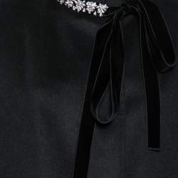 Prada Black Wool Embellished Neck Detail Cape Coat M