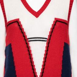Prada Multicolor Printed Cashmere V Neck Sleeveless Cardigan M