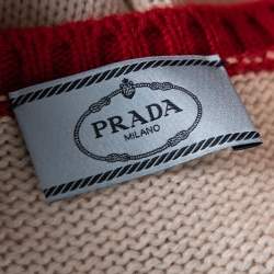 Prada Multicolor Printed Cashmere V Neck Sleeveless Cardigan M