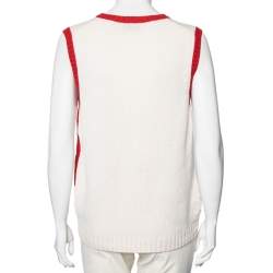 Prada Multicolor Printed Cashmere V Neck Sleeveless Cardigan M