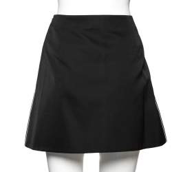 Pre Owned Prada Black Wool & Silk Contrast Trim Detailed Mini Skirt M 