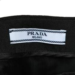 Pre Owned Prada Black Wool & Silk Contrast Trim Detailed Mini Skirt M 