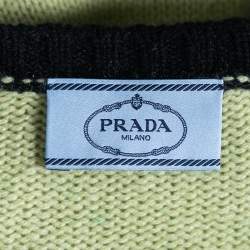 Prada Green Knit Long Sleeve V Neck Sweater M