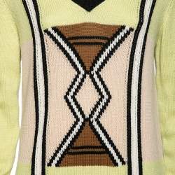 Prada Green Knit Long Sleeve V Neck Sweater M