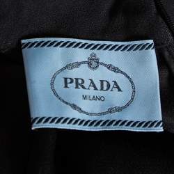 Prada Black Crepe Crystal Embellished Neck Cape Dress M 