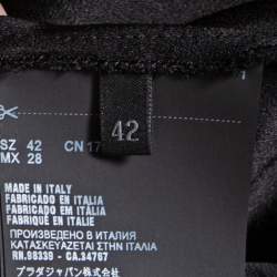Prada Black Crepe Crystal Embellished Neck Cape Dress M 