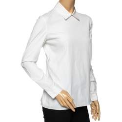 Pre Owned Prada White Cotton Long Sleeve Shirt M