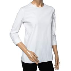 Pre Owned Prada White Cotton Round Neck Shirt M