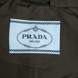 Pre Owned Prada Military Green Cotton Button Front Belted Parka Jacket S