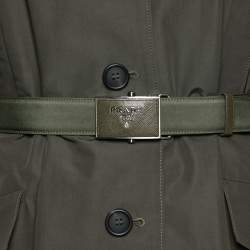 Pre Owned Prada Military Green Cotton Button Front Belted Parka Jacket S