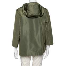 Pre Owned Prada Green Silk Front Zip Hoodie M