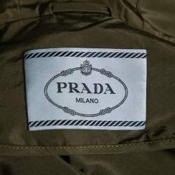 Pre Owned Prada Green Silk Front Zip Hoodie M