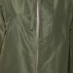 Pre Owned Prada Green Silk Front Zip Hoodie M