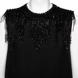 Prada Black Crepe Bead Embellished Sleeveless Dress M 