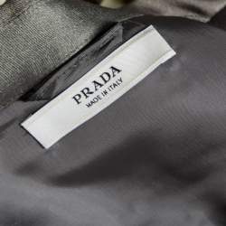 Prada Green Printed Satin Silk Button Front Lightweight Coat M