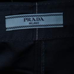 Prada Navy Blue Wool Crepe Contrast Stitch Detail Shorts M 