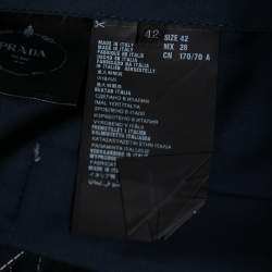 Prada Navy Blue Wool Crepe Contrast Stitch Detail Shorts M 