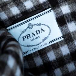 Prada Grey Checkered Wool Button Front Coat S