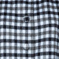 Prada Grey Checkered Wool Button Front Coat S